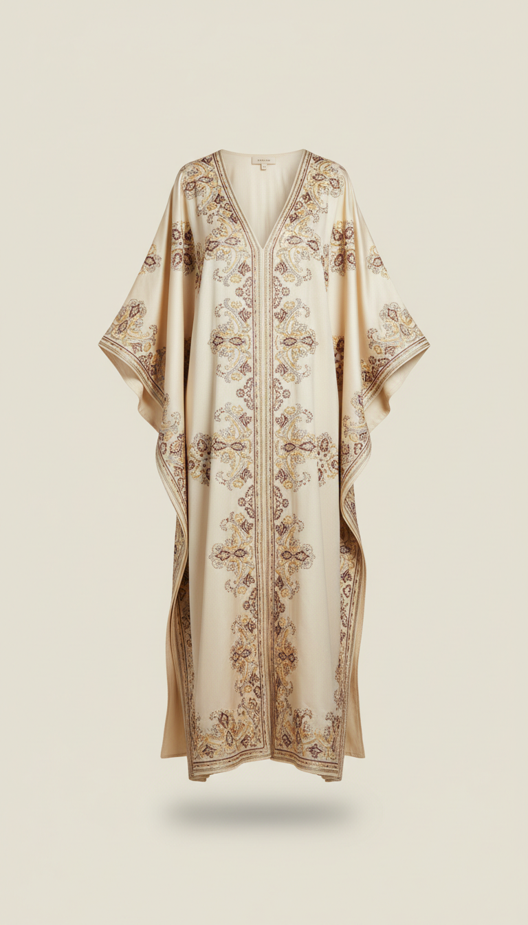 Caftan en soie brodée